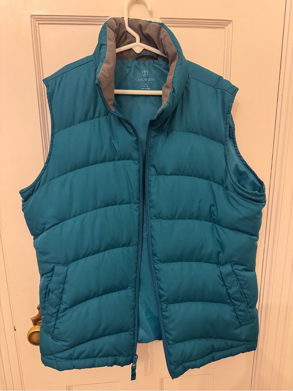 Lands' End Teal Insulated Vest with Contrast Lining